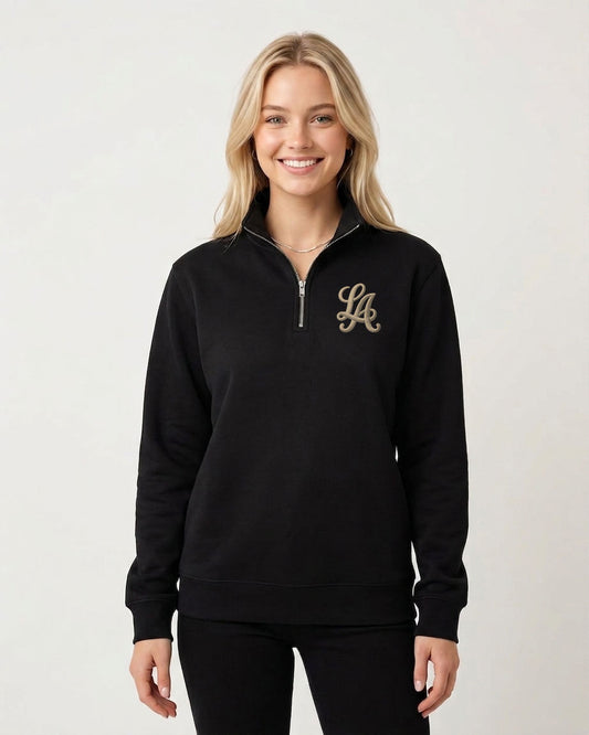 LA Embroidery Premium Quarter Zip Sweatshirt & Bottom Set