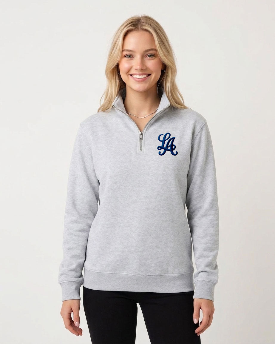 LA Embroidery Premium Quarter Zip Sweatshirt & Bottom Set