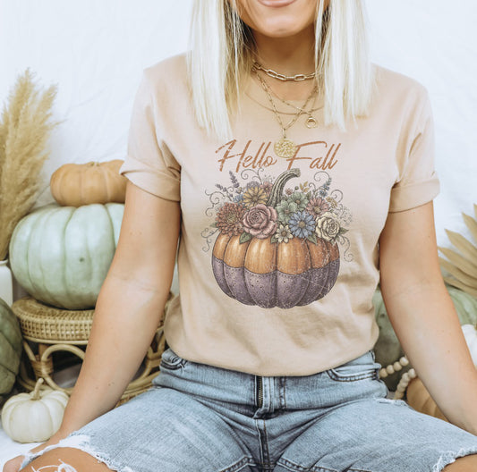 PUMPKIN FLOWERS Graphic Short sleeve T-Shirt