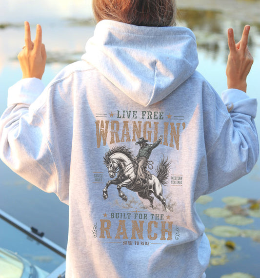 WRANGLIN' RANCH Premium Heavy Weight Hoodie 12oz