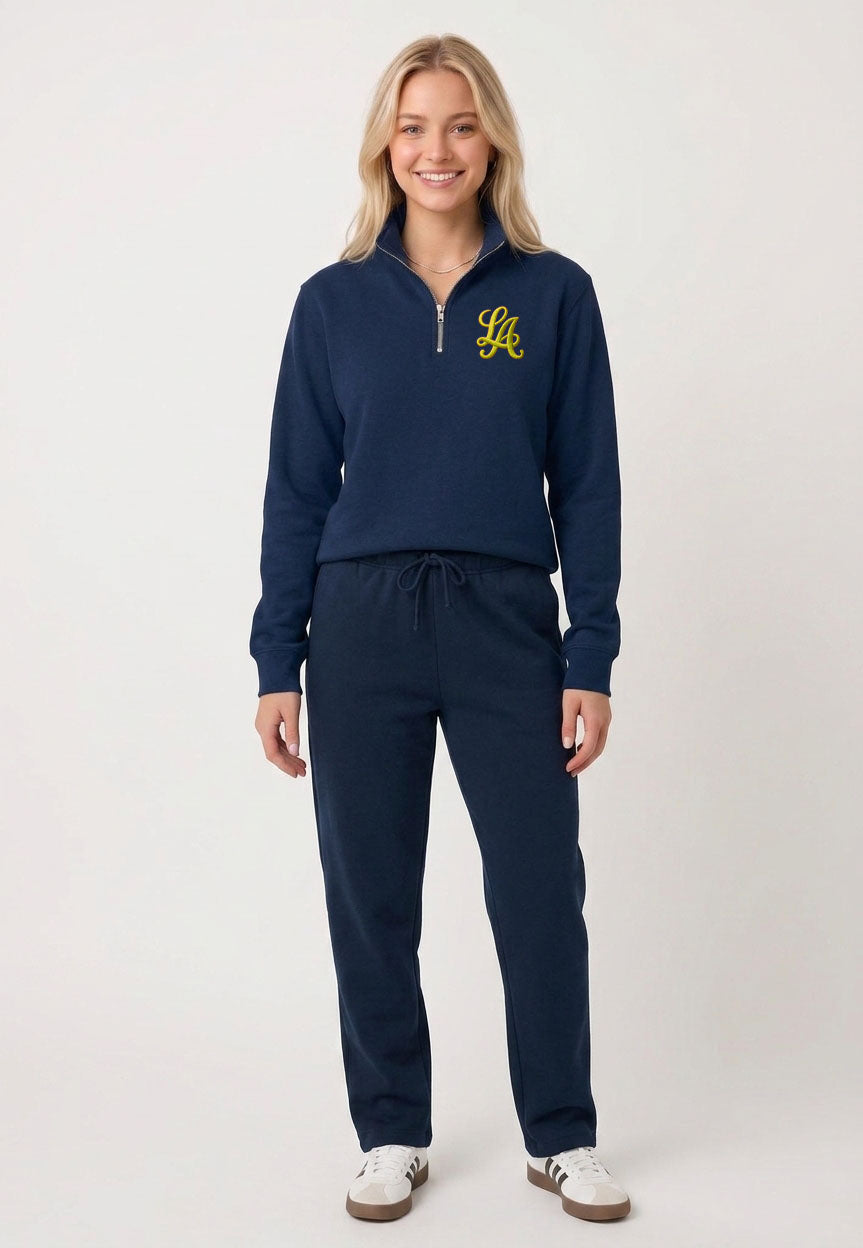 LA Embroidery Premium Quarter Zip Sweatshirt & Bottom Set